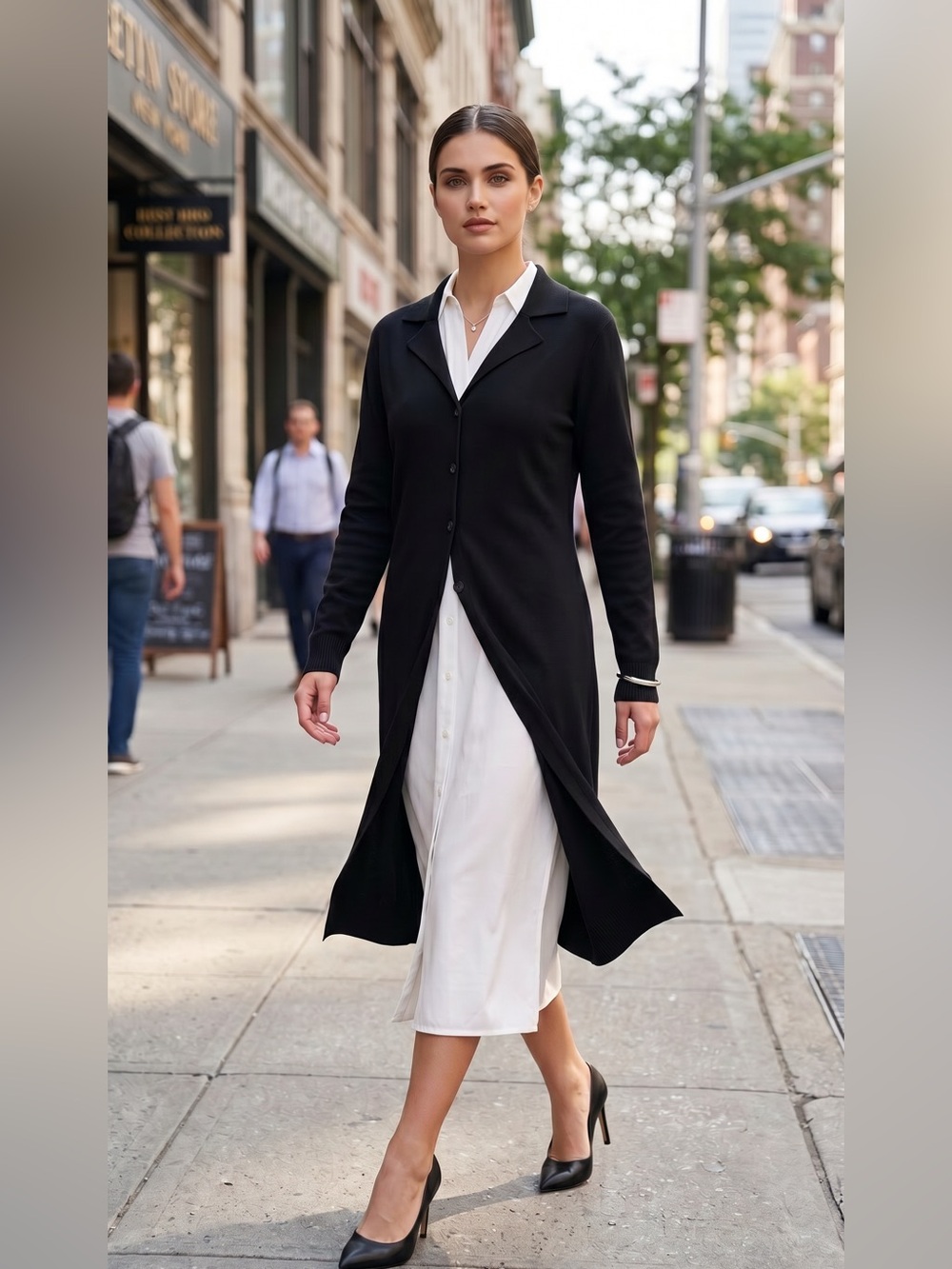 Worthington Long Black Button-Front Cardigan NWT
